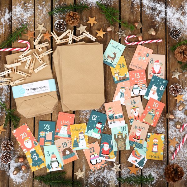Produktbild: Adventskalender T&uuml;tenset mit Klammern - Kinder