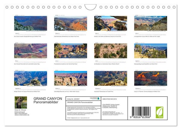 Produktbild: GRAND CANYON Panoramabilder (Wandkalender 2027 DIN A4 quer), CALVENDO Monatskalender