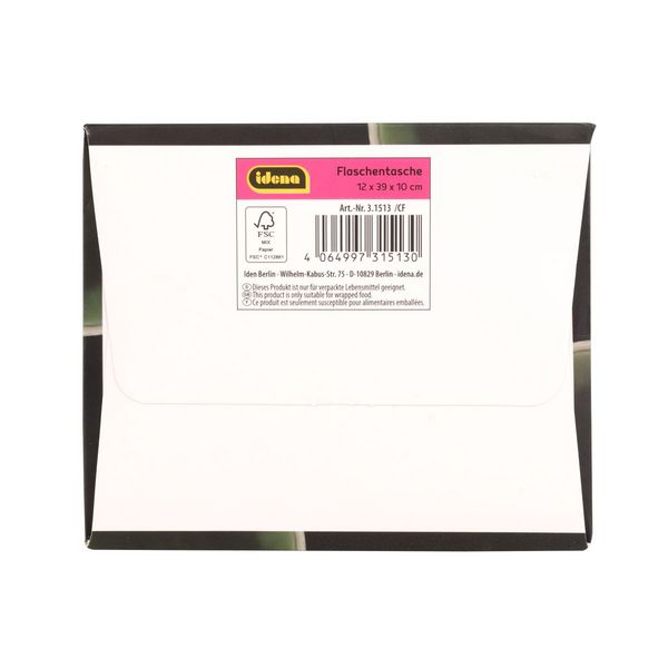 Produktbild: Idena Flaschentasche Sektflasche schwarz 12x39x10cm 210g/m&sup2;