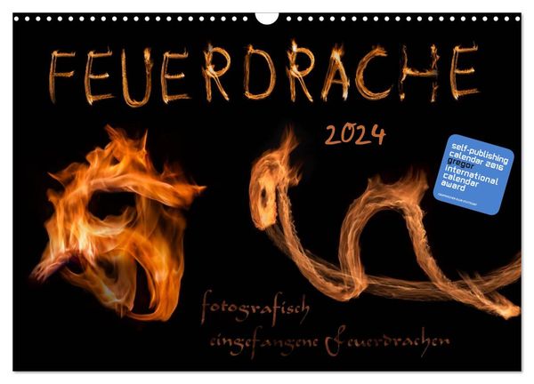 Feuerdrache (Wandkalender 2024 DIN A3 quer), CALVENDO Monatskalender