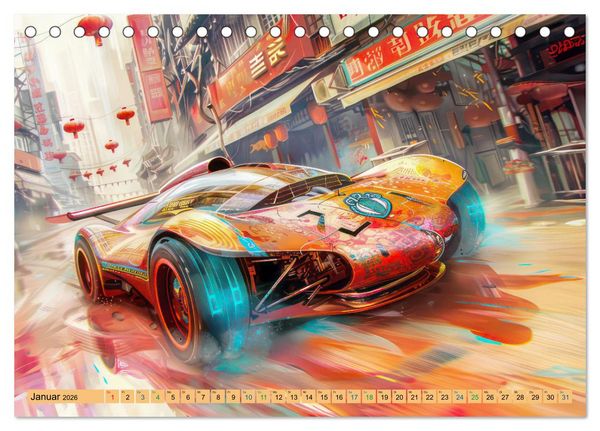 Produktbild: Futuristische Boliden - Asiatisch inspiriert (Tischkalender 2026 DIN A5 quer), CALVENDO Monatskalender