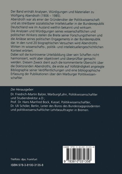 Produktbild: Wolfgang Abendroth Wissenschaftlicher Politiker