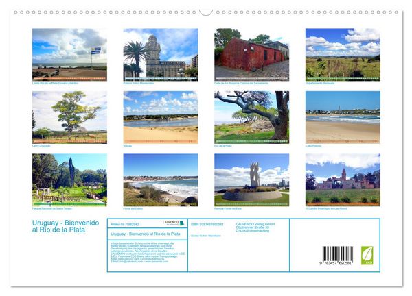Produktbild: Uruguay - Bienvenido al R&iacute;o de la Plata (hochwertiger Premium Wandkalender 2026 DIN A2 quer), Kunstdruck in Hochglanz