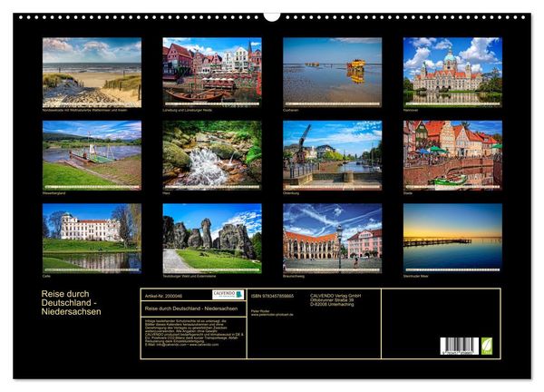 Produktbild: Reise durch Deutschland - Niedersachsen (Wandkalender 2026 DIN A2 quer), CALVENDO Monatskalender