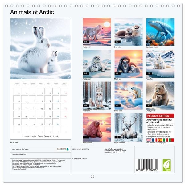 Produktbild: Animals of Arctic (Wall Calendar 2026 12 &times; 12 Inch) CALVENDO 12 Month Wall Calendar