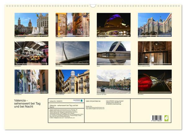 Produktbild: Valencia - sehenswert bei Tag und bei Nacht (Wandkalender 2026 DIN A2 quer), CALVENDO Monatskalender