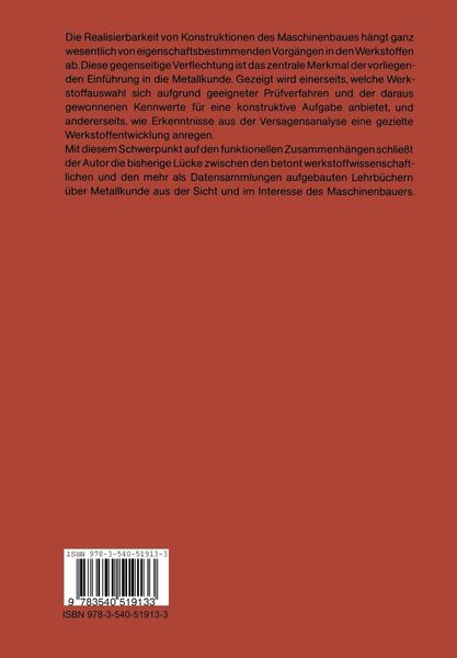Produktbild: Metallkunde f&uuml;r das Maschinenwesen