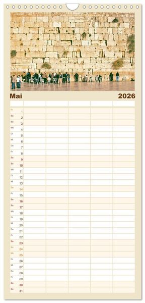 Produktbild: Familienplaner 2026 - Zwischen Tradition und Moderne: Israel mit 5 Spalten (Wandkalender, 21 x 45 cm) CALVENDO