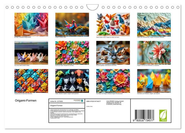 Produktbild: Origami-Formen (Wandkalender 2026 DIN A4 quer), CALVENDO Monatskalender