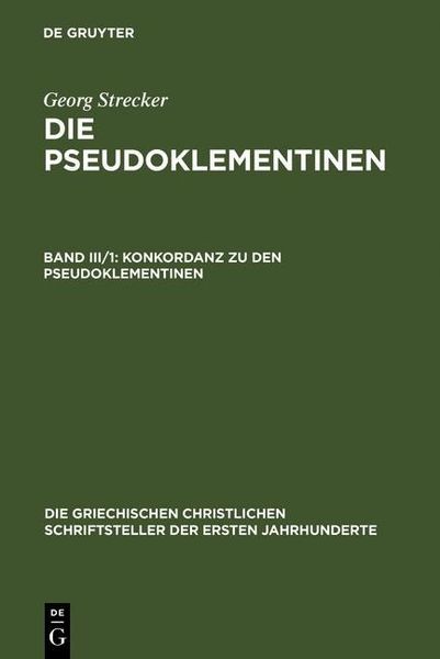 Produktbild: Konkordanz zu den Pseudoklementinen, Teil 1