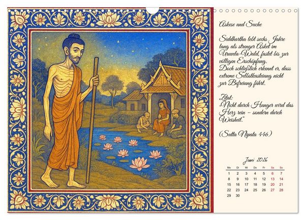Produktbild: Siddhartas Pfad zum Buddha (Wandkalender 2026 DIN A3 quer), CALVENDO Monatskalender