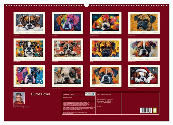 Produktbild: Bunte Boxer (Wandkalender 2026 DIN A2 quer), CALVENDO Monatskalender
