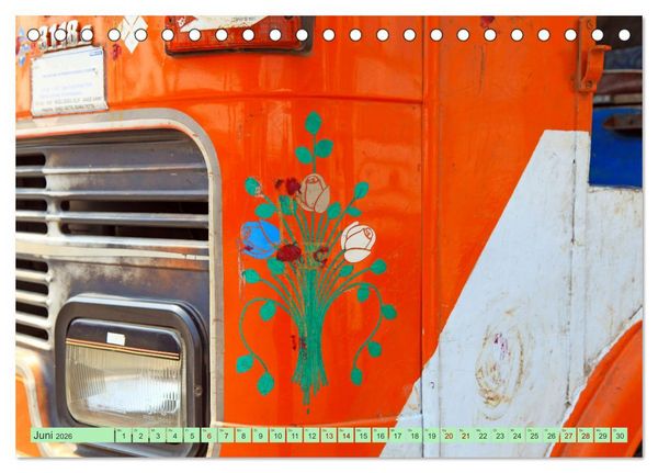 Produktbild: Indien Farbenfrohe LKW (Tischkalender 2026 DIN A5 quer), CALVENDO Monatskalender