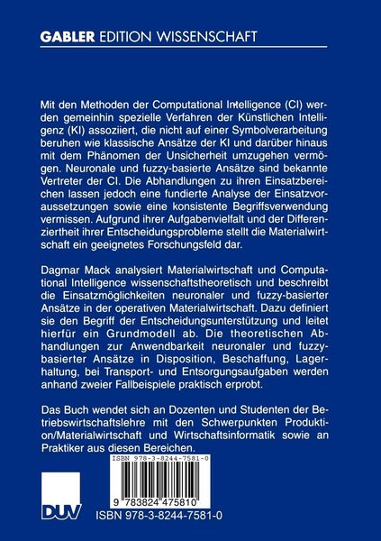 Produktbild: Computational Intelligence in der Materialwirtschaft