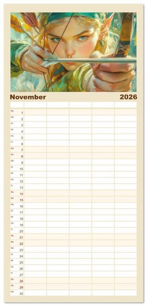 Produktbild: Familienplaner 2026 - Willkommen im Fantasieland - M&auml;rchenbilder mit 5 Spalten (Wandkalender, 21 x 45 cm) CALVENDO