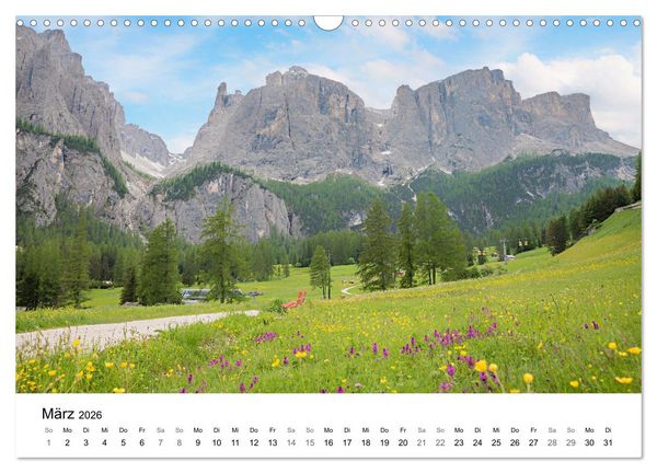 Produktbild: Wanderziele S&uuml;dtiroler Dolomiten - Region Gadertal und Buchenstein (Wandkalender 2026 DIN A3 quer), CALVENDO Monatskalender