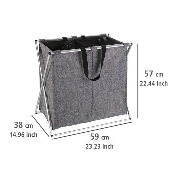 Produktbild: W&auml;schesammler Mod. Duo Grau meliert, Fassungsverm&ouml;gen: 120 Liter