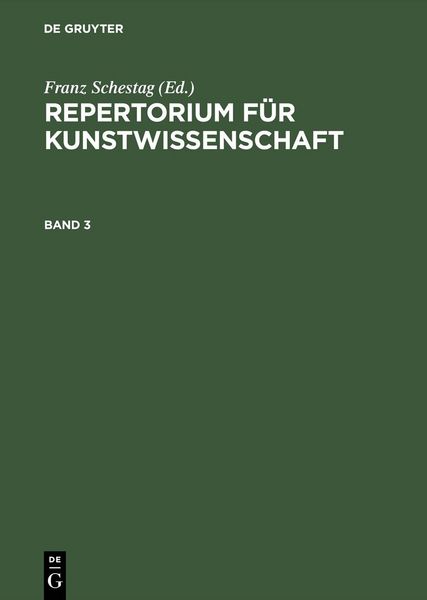 Produktbild: Repertorium f&uuml;r Kunstwissenschaft. Band 3