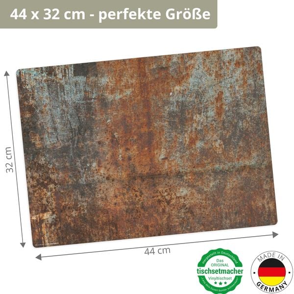 Produktbild: Tischsetmacher Tischsets Rost Optik Metall grau-orange, aus hochwertigem Vinyl (4 St&uuml;ck), 44 x 32 cm