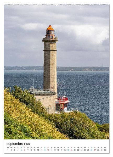 Produktbild: Phares Bretons Gardiens de la c&ocirc;te bretonne (Calendrier mural 2026 DIN A2 horizontal), CALVENDO calendrier mensuel