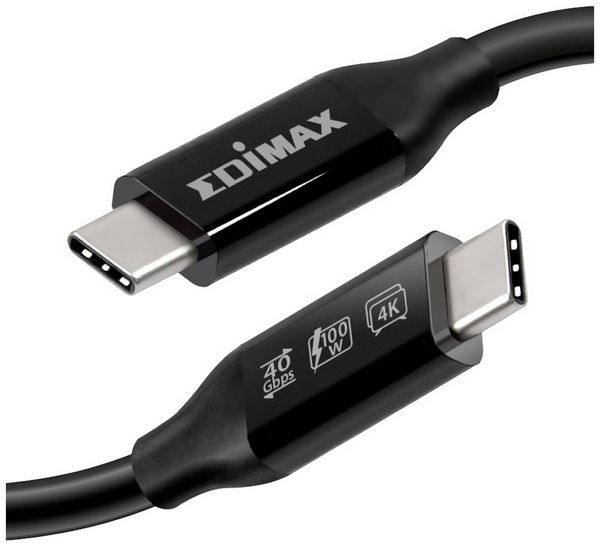 Produktbild: EDIMAX USB-Kabel USB4&reg;, Thunderbolt&trade; 3 USB-C&reg; Stecker 1.00 m Schwarz UC4-010TB V2