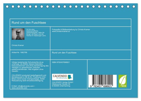Produktbild: Rund um den Fuschlsee (Tischkalender 2026 DIN A5 quer), CALVENDO Monatskalender