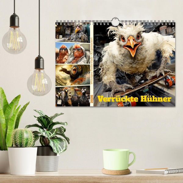 Produktbild: Verr&uuml;ckte H&uuml;hner (Wandkalender 2026 DIN A4 quer), CALVENDO Monatskalender