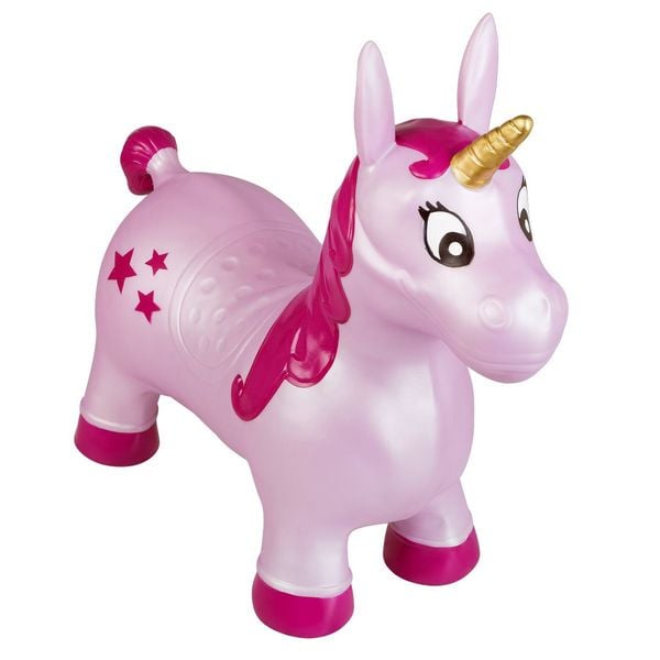 Produktbild: Idena H&uuml;pfpferd Einhorn mit Sternen pink 59x23x53cm