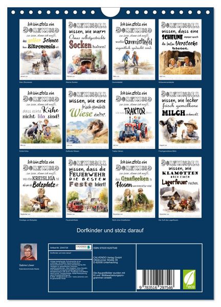 Produktbild: Dorfkinder und stolz darauf (Wandkalender 2026 DIN A4 hoch), CALVENDO Monatskalender