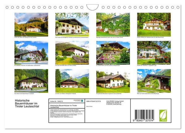 Produktbild: Historische Bauernh&auml;user im Tiroler Leutaschtal (Wandkalender 2026 DIN A4 quer), CALVENDO Monatskalender