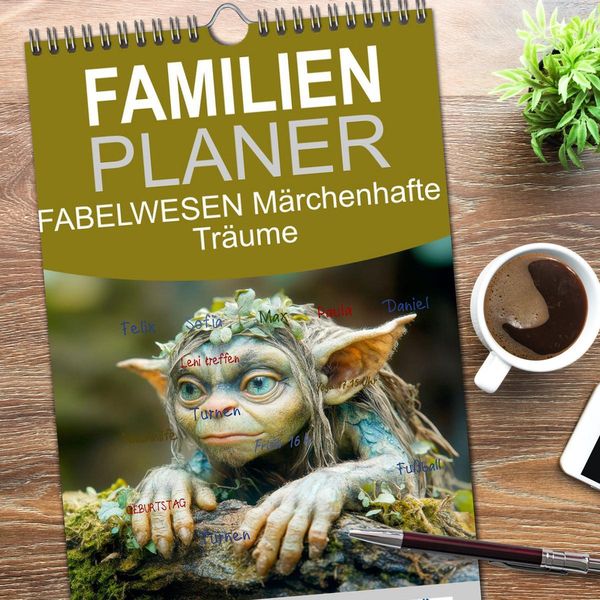 Produktbild: Familienplaner 2026 - FABELWESEN M&auml;rchenhafte Tr&auml;ume mit 5 Spalten (Wandkalender, 21 x 45 cm) CALVENDO