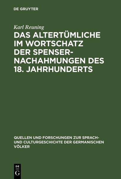 Produktbild: Das Altert&uuml;mliche im Wortschatz der Spenser-Nachahmungen des 18. Jahrhunderts