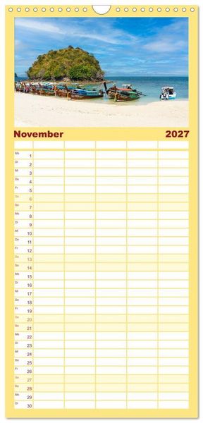 Produktbild: Familienplaner 2027 - Thailand - Die Sch&ouml;nheit Asiens mit 5 Spalten (Wandkalender, 21 x 45 cm) CALVENDO