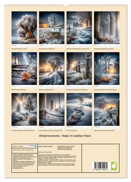 Produktbild: Wintermomente - Natur im wei&szlig;en Kleid (hochwertiger Premium Wandkalender 2026 DIN A2 hoch), Kunstdruck in Hochglanz