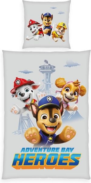 Produktbild: Herding 4632649050 - Paw Patrol, Adventure Bay Heroes, Bettw&auml;sche-Set, Baumwolle/Flanell, 80 x 80 cm, 135 x 200 cm