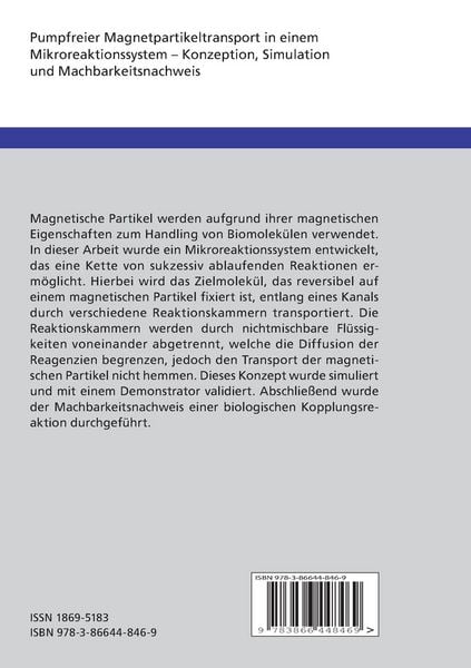 Produktbild: Pumpfreier Magnetpartikeltransport in einem Mikroreaktionssystem : Konzeption, Simulation und Machbarkeitsnachweis