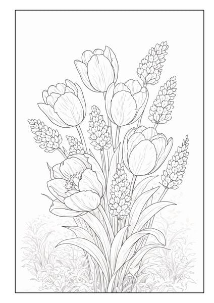 Produktbild: Blumen Malbuch f&uuml;r Erwachsene mit 50 sch&ouml;nen Ausmalmotiven