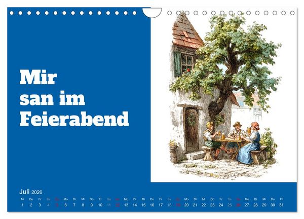 Produktbild: Gria&szlig; Eich! Bayern Kalender mit Dialekt und Mundart (Wandkalender 2026 DIN A4 quer), CALVENDO Monatskalender