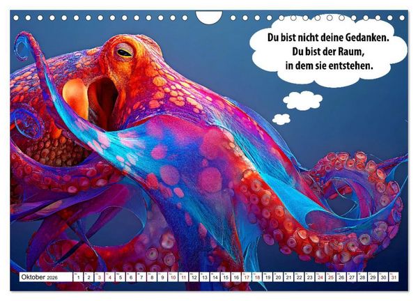 Produktbild: Stille Pfoten, weise Worte - Tiere zeigen dir den Weg zu mehr Gelassenheit (Wandkalender 2026 DIN A4 quer), CALVENDO Monatskalender