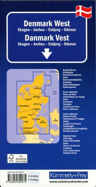 Produktbild: K&uuml;mmerly+Frey Regional-Strassenkarte D&auml;nemark West 1:200.000