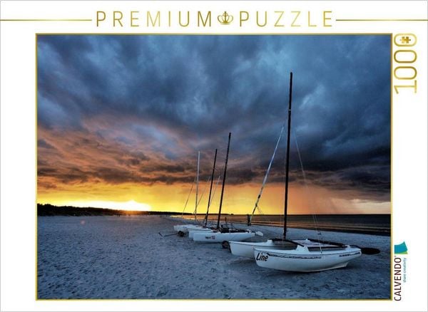 CALVENDO Puzzle Aufziehendes Unwetter zum Sonnenuntergang | 1000 Teile Lege-Größe 64x48cm Foto-Puzzle für glückliche Stunden