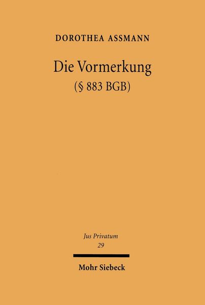 Produktbild: Die Vormerkung (&sect; 883 BGB)