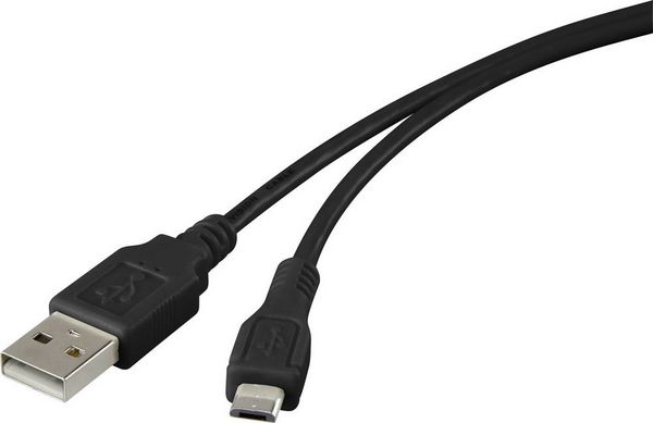 Produktbild: Renkforce USB-Kabel USB 2.0 USB-A Stecker, USB-Micro-B Stecker 1.00 m Schwarz vergoldete Steckkontakte RF-4316220