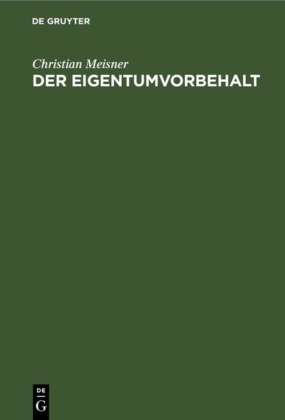 Produktbild: Der Eigentumvorbehalt