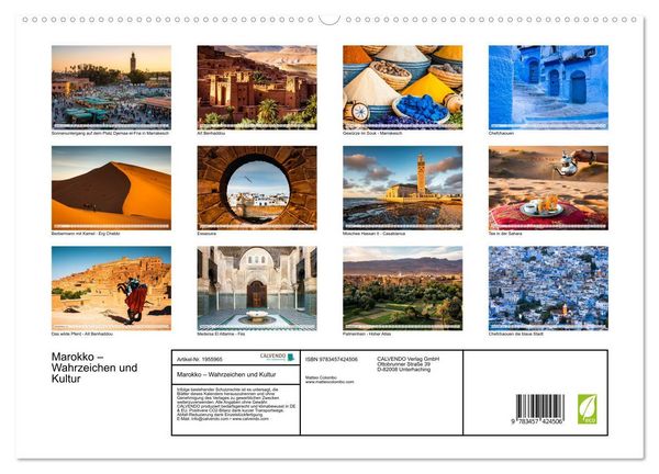 Produktbild: Marokko &ndash; Wahrzeichen und Kultur (hochwertiger Premium Wandkalender 2026 DIN A2 quer), Kunstdruck in Hochglanz