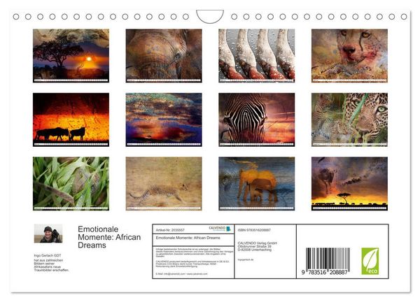 Produktbild: Emotionale Momente: African Dreams (Wandkalender 2026 DIN A4 quer), CALVENDO Monatskalender