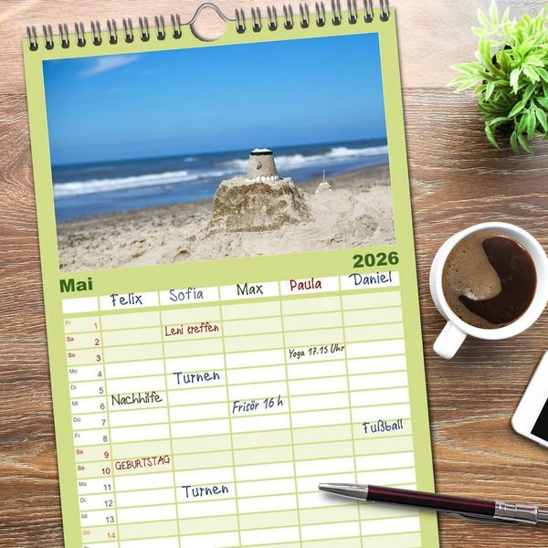 Produktbild: Familienplaner 2026 - D&auml;nemarks Nordseek&uuml;ste mit 5 Spalten (Wandkalender, 21 x 45 cm) CALVENDO