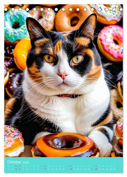 Produktbild: FETTE KATZEN - Foodporn auf vier Pfoten (Tischkalender 2026 DIN A5 hoch), CALVENDO Monatskalender