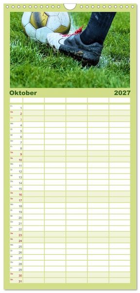Produktbild: Familienplaner 2027 - Fu&szlig;ball - pure Leidenschaft mit 5 Spalten (Wandkalender, 21 x 45 cm) CALVENDO