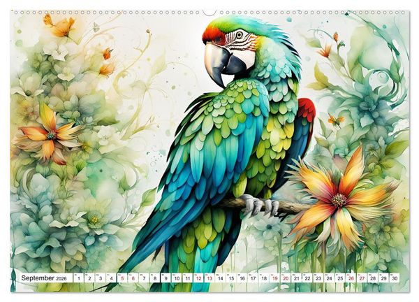 Produktbild: Papageien - Fliegende Edelsteine (Wandkalender 2026 DIN A2 quer), CALVENDO Monatskalender
